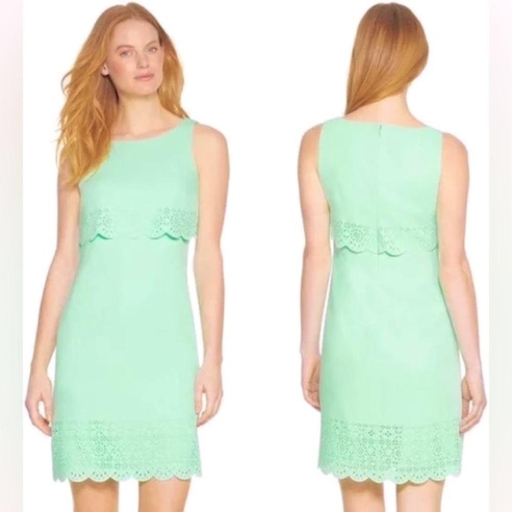 White House Black Market mint green laser cut dress size 0P